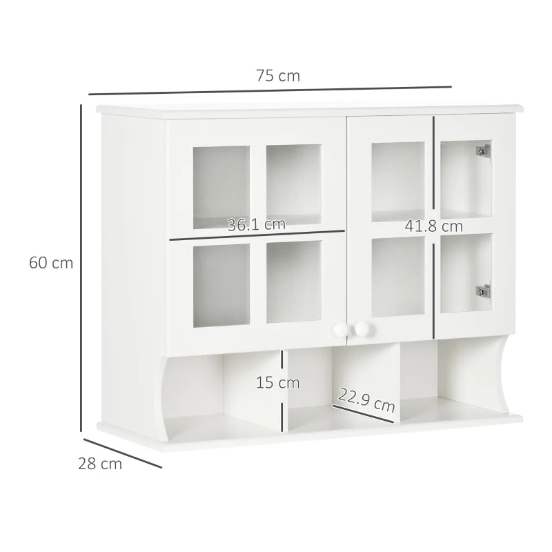 White Wall-Mounted Bathroom Medicine Cabinet with Shelves