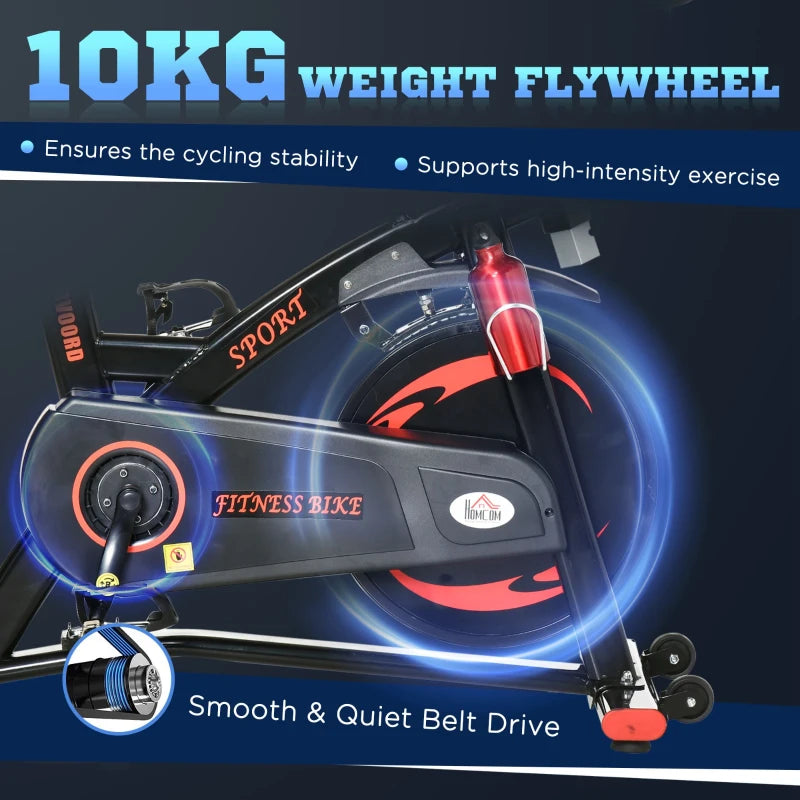 Red Stationary Exercise Bike with 10KG Flywheel & Phone Holder