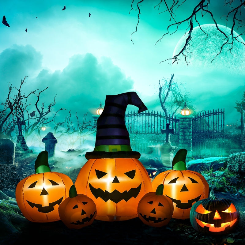 6ft Inflatable Halloween Pumpkin Display Set with LED Lights