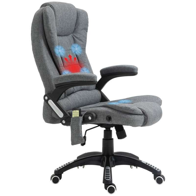 Grey Heated Massage Recliner Chair with 6 Massage Points