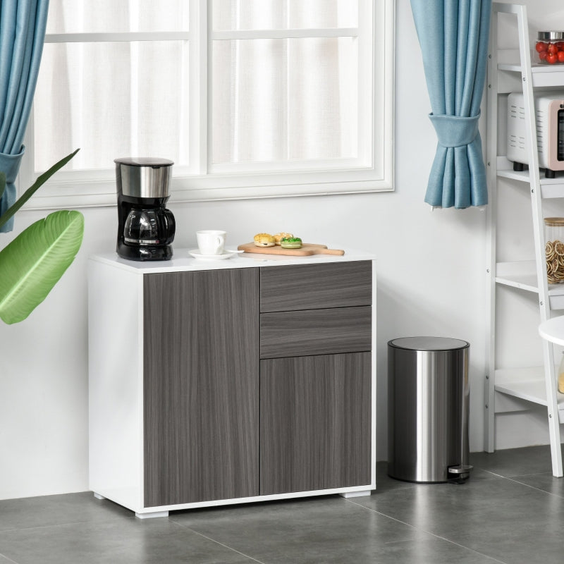 Grey High Gloss Sideboard with Push-Open Design and 2 Drawers