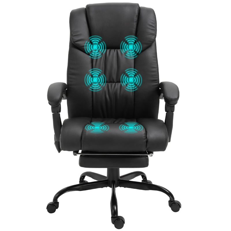 Black PU Leather Massage Office Chair with Footrest