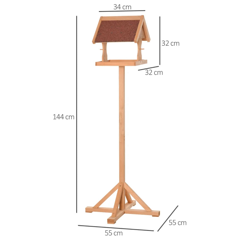 Wooden Bird Feeder Stand with Cross-shaped Support Feet - Weather Resistant