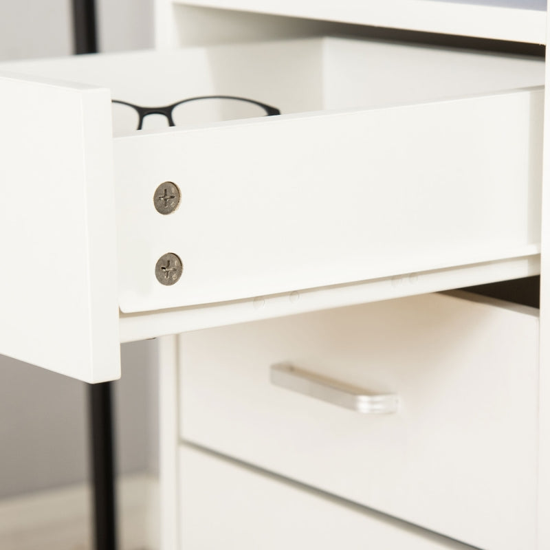 White Computer Desk with Lockable Drawer and Storage Shelf, 110 x 50 x 76 cm