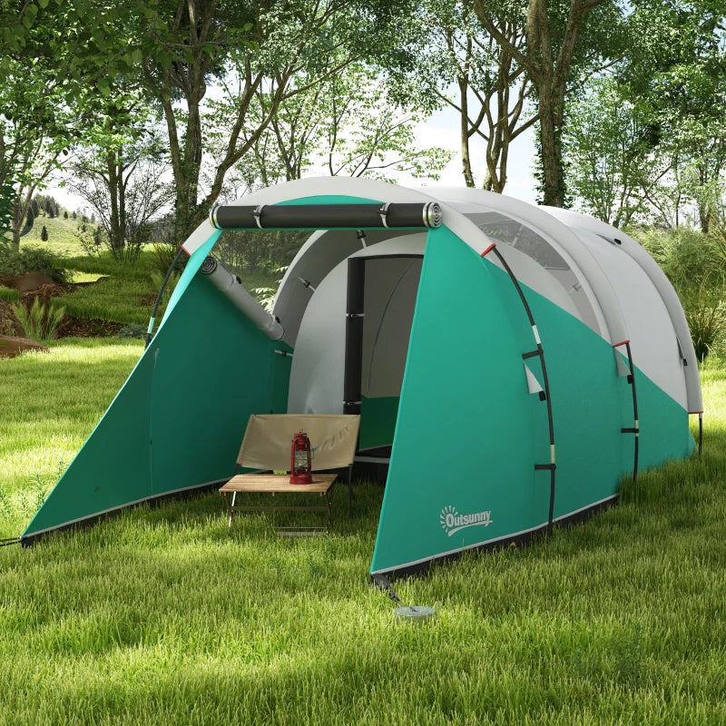 Green 3-Person Waterproof Two-Room Tunnel Tent - 3000mm