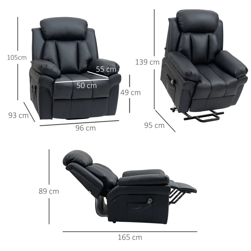 Black Electric Power Lift Recliner Sofa with Remote Control