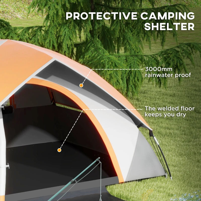 Orange/Grey 3-Person Dome Tent with Accessories