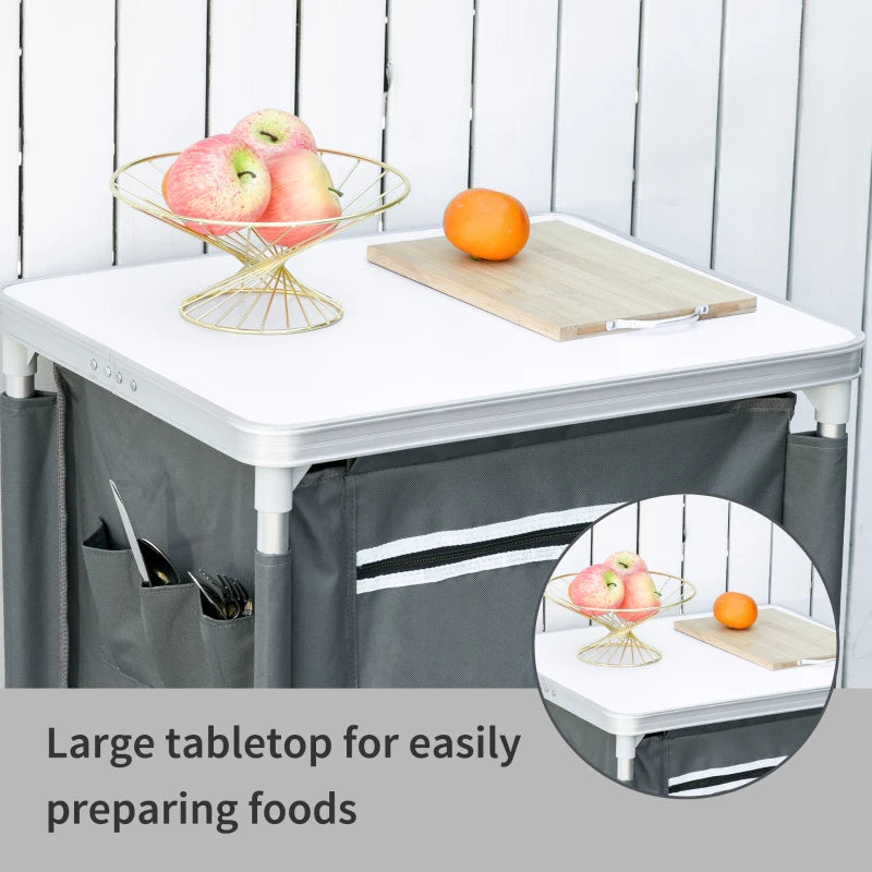 Grey 3-Shelf Camping Kitchen Station & Storage Organiser