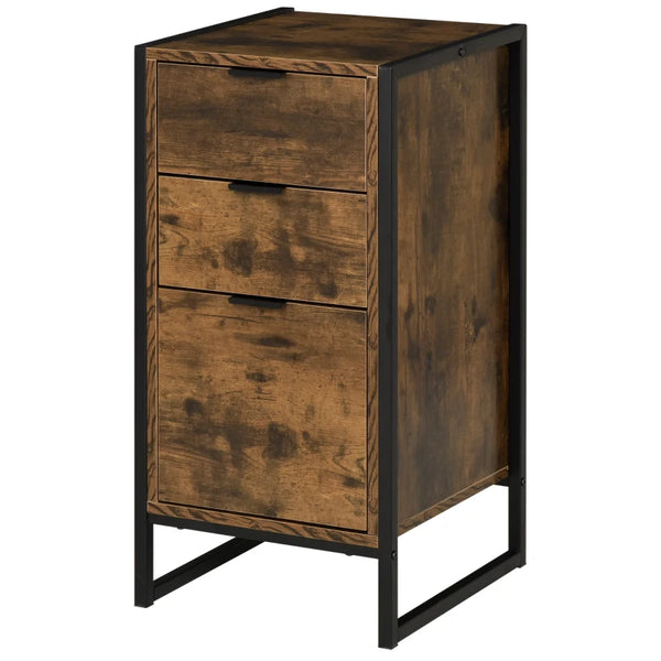 Rustic Brown 3-Drawer Industrial Dresser
