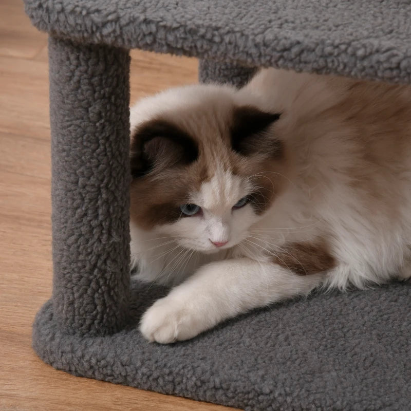 Grey Cat Tree Tower with Scratching Post and Condo