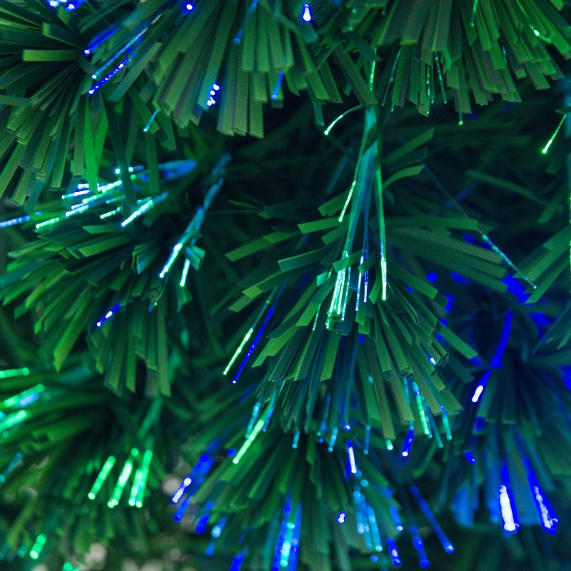 4FT Green Fibre Optic Christmas Tree with Colourful LED Lights and Snowflake Ornaments