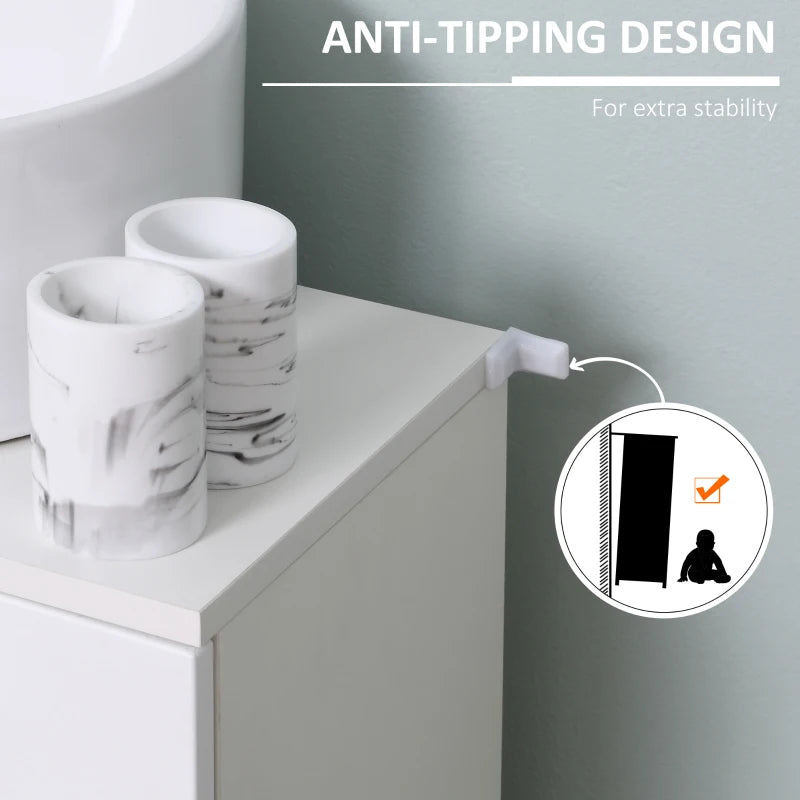 White Under Sink Bathroom Storage Cabinet with Adjustable Shelf