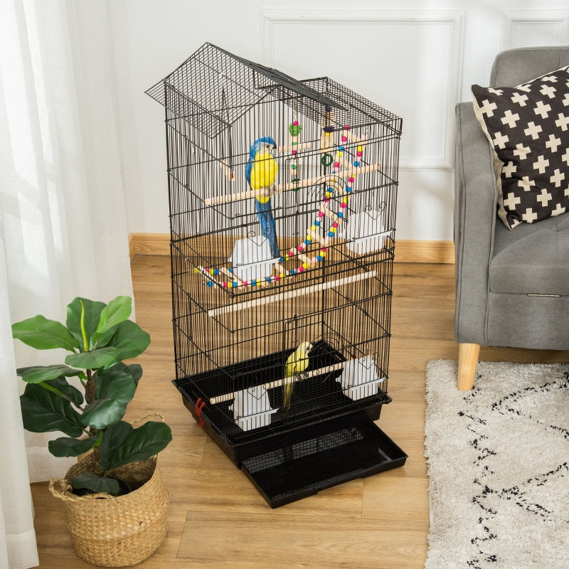 Compact Bird Cage Kit for Small Birds - Complete Set with Accessories and Toys