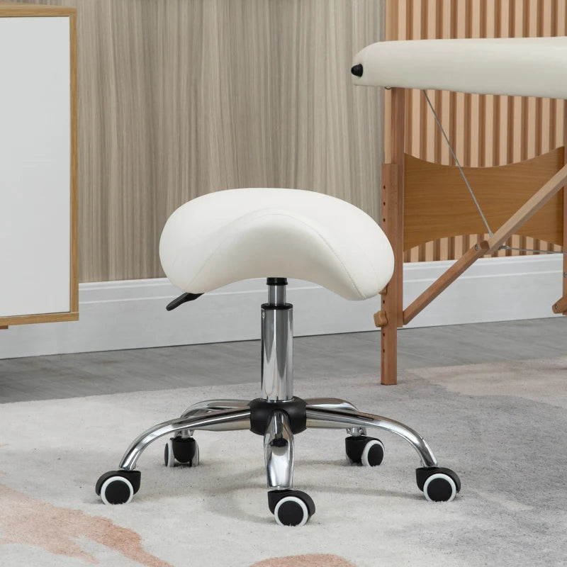 Cream Hydraulic Salon Stool