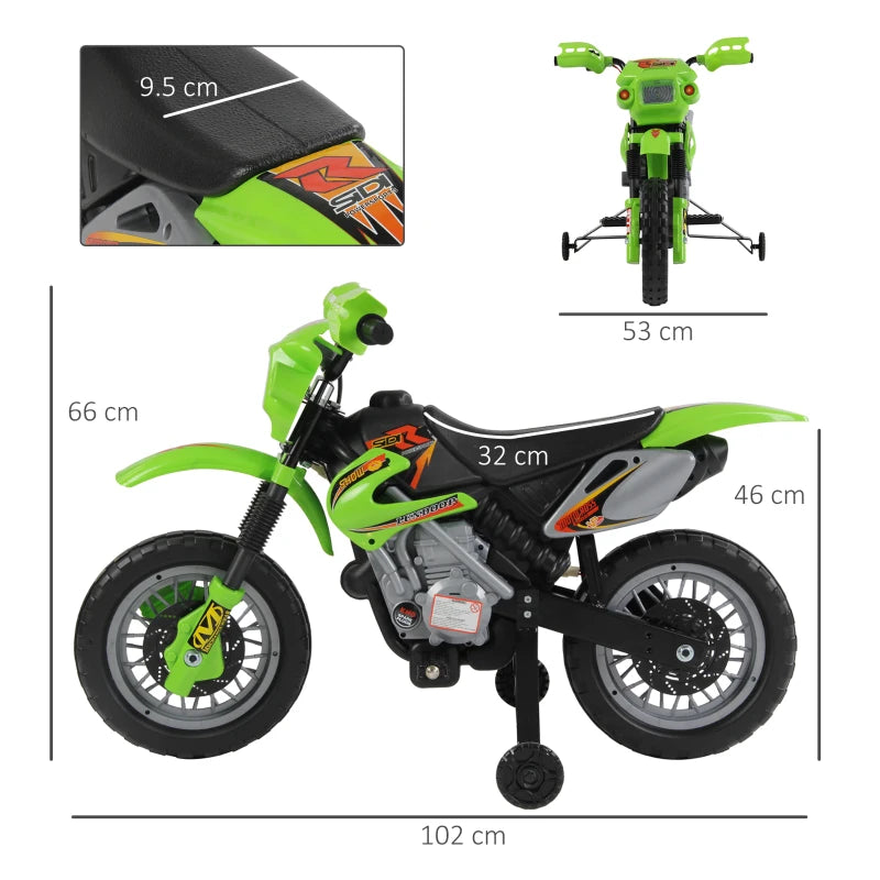 Green Kids Electric Motorbike Ride-On Toy (Ages 3-6)