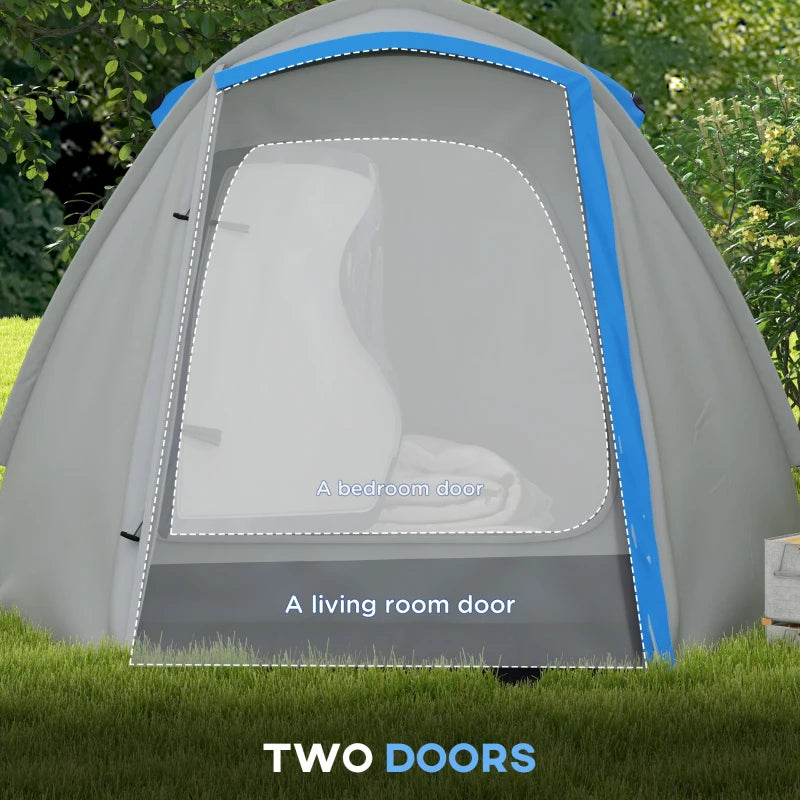 Blue/Grey 2-Person Dome Tent with Front Porch and Accessories