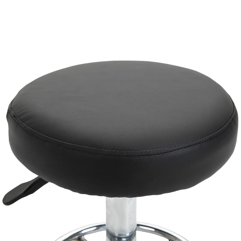 Black Adjustable Rolling Stool with Swivel Seat