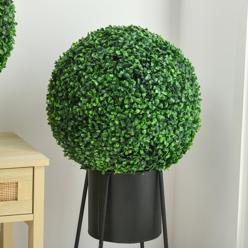 Set of 2 Green Artificial Boxwood Topiary Balls, 40cm - Indoor/Outdoor Hanging Decor