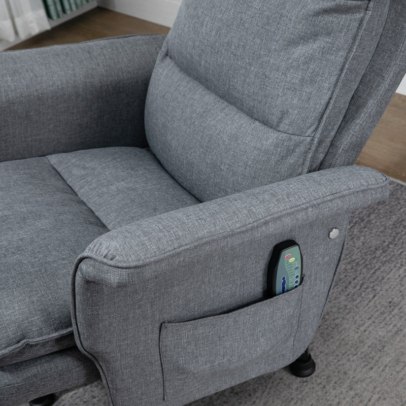 Grey Swivel Massage Recliner Chair with Footstool and Remote Control