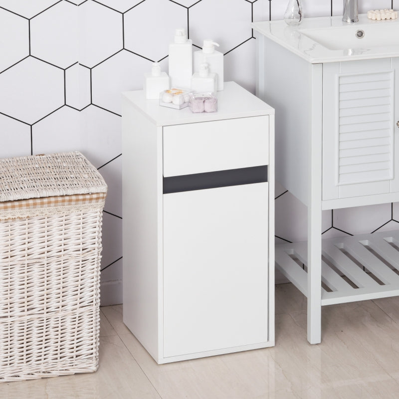 White Tri-Compartment Bathroom Storage Cabinet