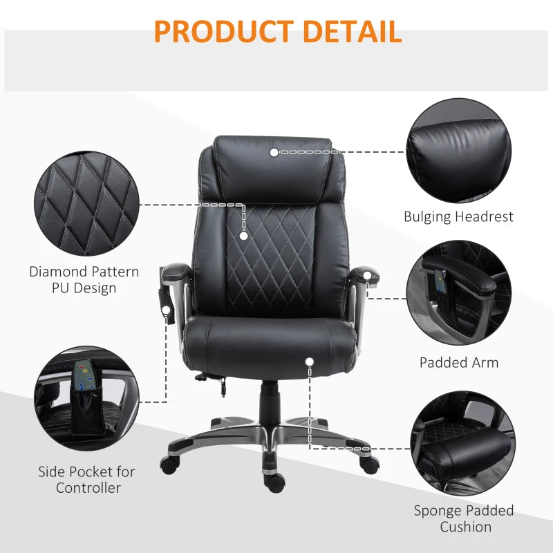 Black High Back Massage Office Chair with Vibration & Armrest