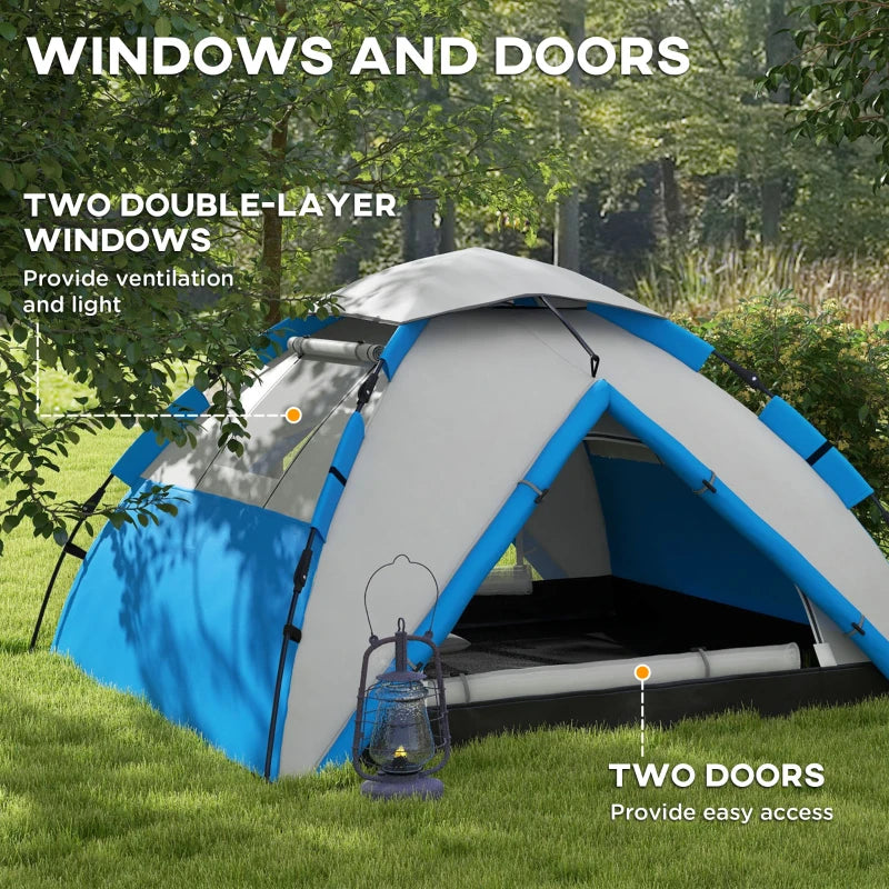 Blue Two-Person Camping Tent with Accessories