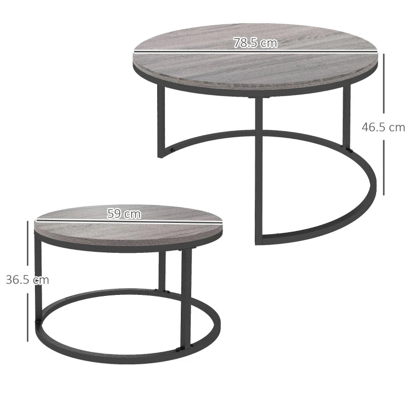 Wood Effect Black Nesting Coffee Tables Set