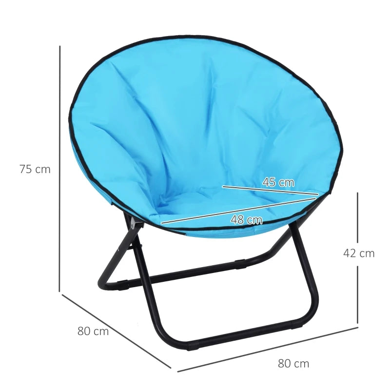 Blue Folding Padded Saucer Moon Chair for Outdoor Activities