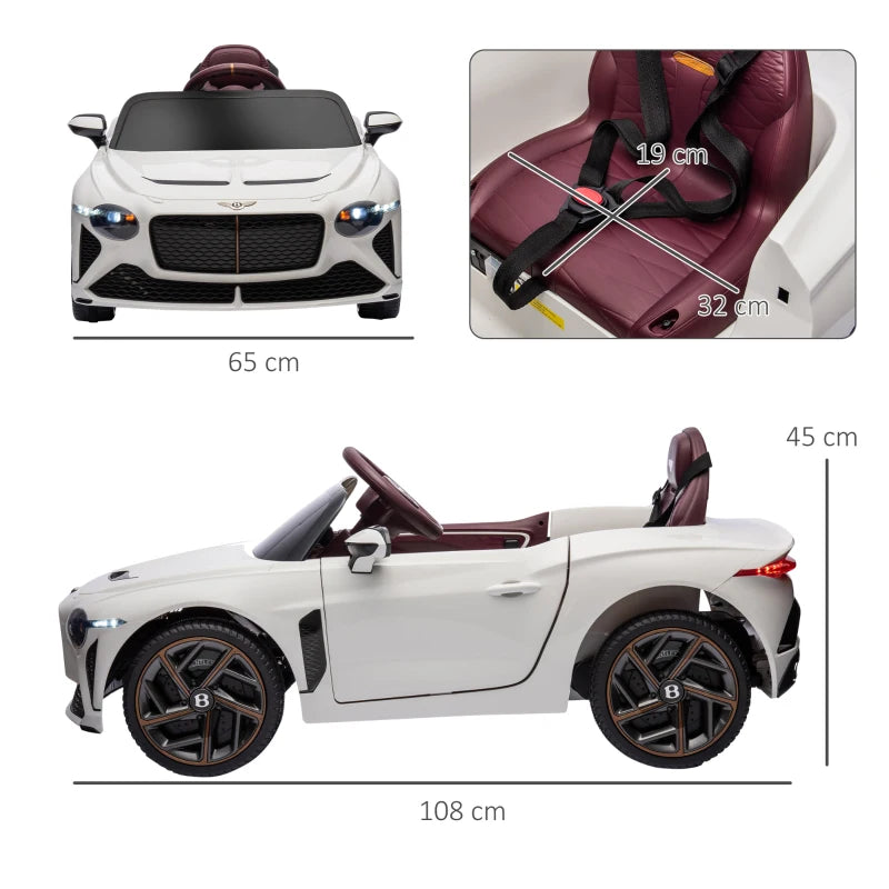 White Licensed 12V Kids Electric Car with Remote Control