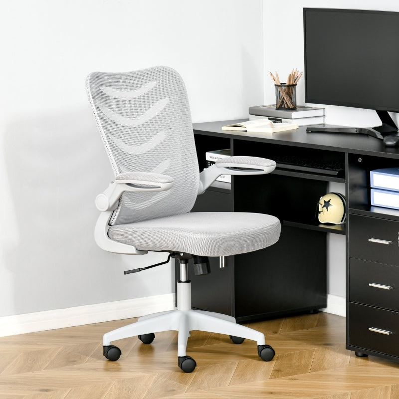 Grey Mesh Office Chair with Lumbar Support & Adjustable Height