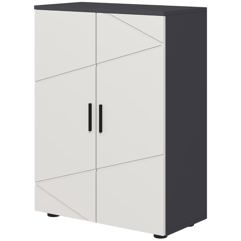 Grey Bathroom Storage Cabinet with 2 Doors and Adjustable Shelves