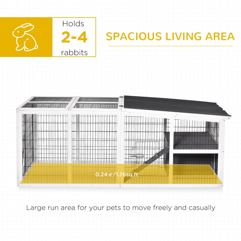 Grey Wooden Rabbit Run with Openable Roof and Ramp - 200L x 100W x 75H cm