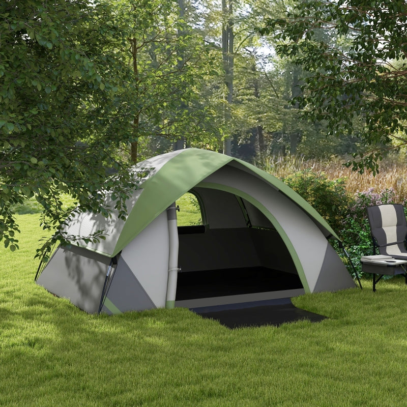 3-Person Green/Grey Dome Tent with Accessories