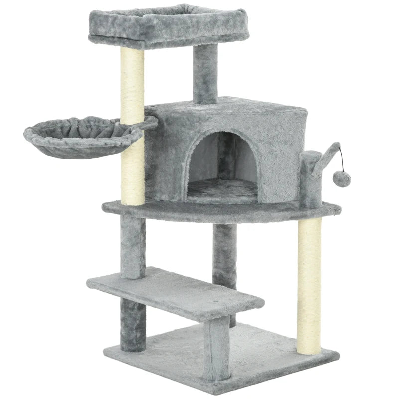 Grey 100cm Cat Tree Tower with Scratching Post