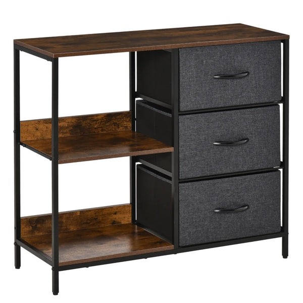Black Fabric Drawer Storage Cabinet with Shelves