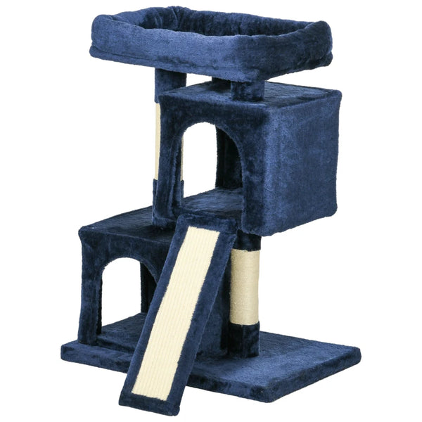 Navy Blue Cat Activity Tree with 2 Houses