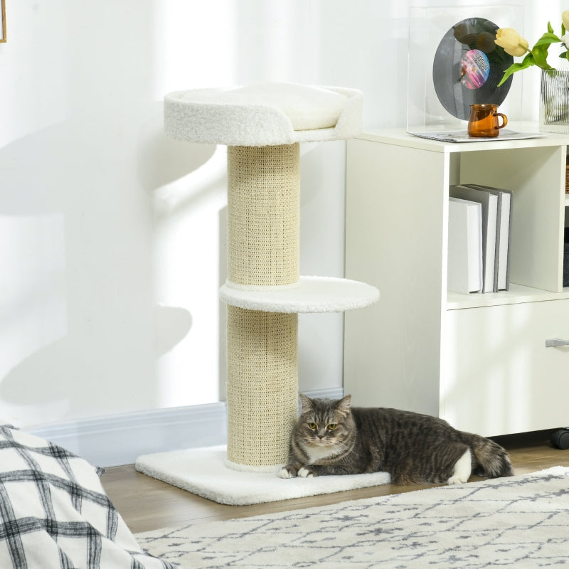 Cat Tree with Basket Cushion - Cream White