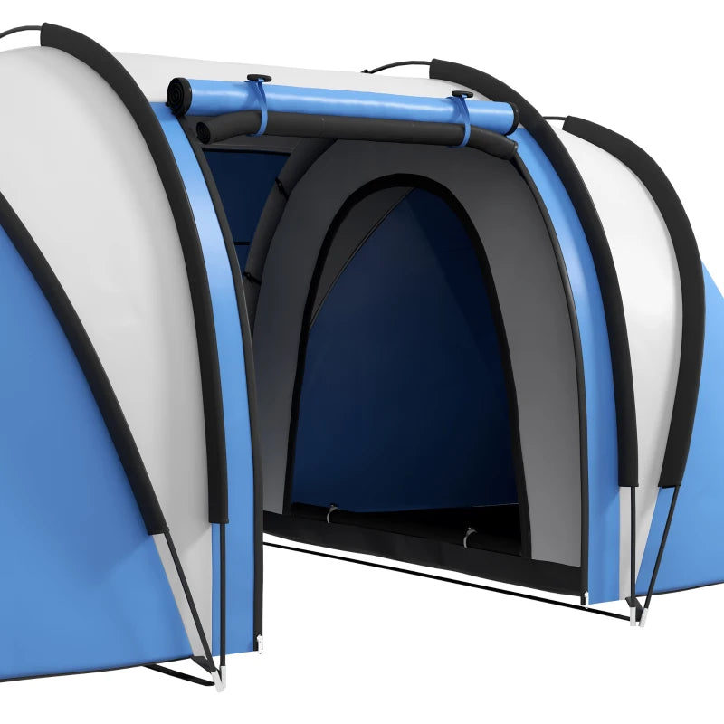 Blue 2-Bedroom Waterproof Camping Tent for Family Fishing and Hiking