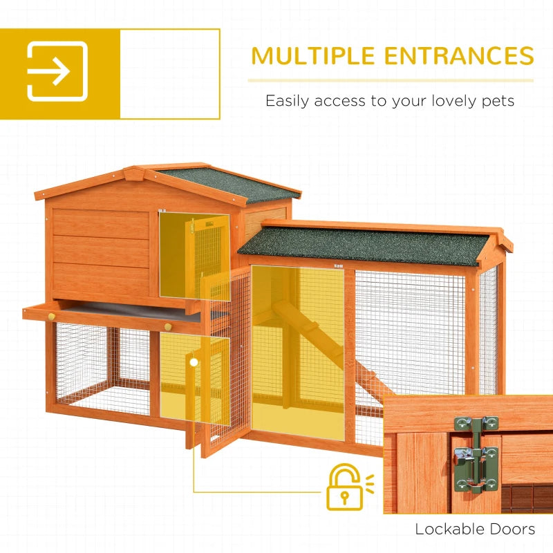 Orange 2 Tier Rabbit Hutch with Run and Ramp