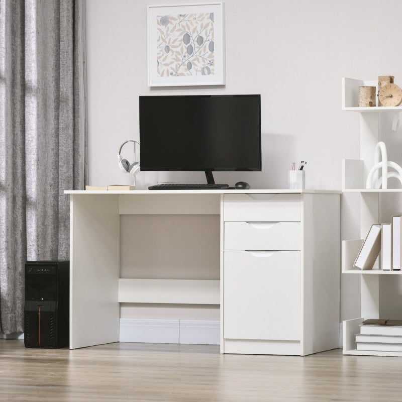 White High Gloss Computer Desk with Drawers and Storage Cabinet, 120x60cm