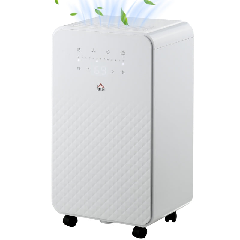 White Portable Dehumidifier with Air Purifier, 24H Timer, 5 Modes, 10L/Day