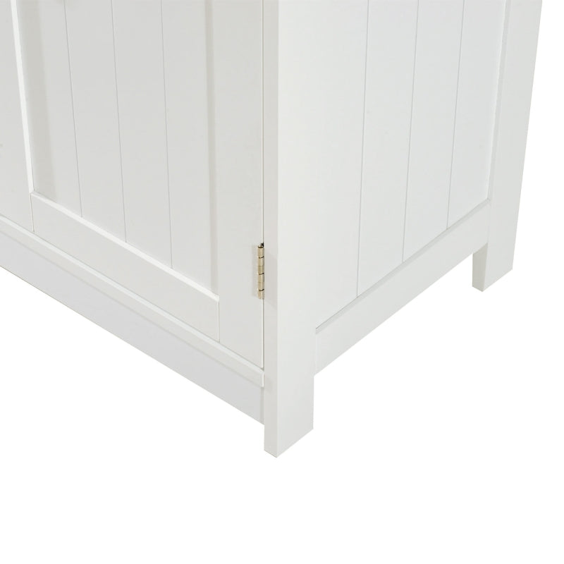 White Under Sink Bathroom Storage Cabinet - 2 Tier Wooden Vanity Unit