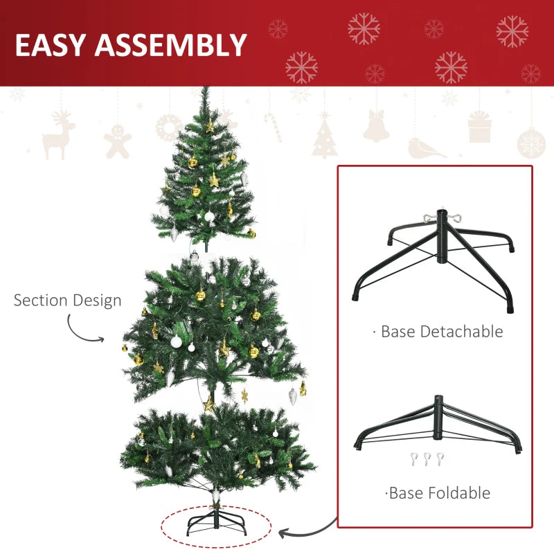 6FT Green Pre-Lit Christmas Tree with 200 LED Lights and Ornaments