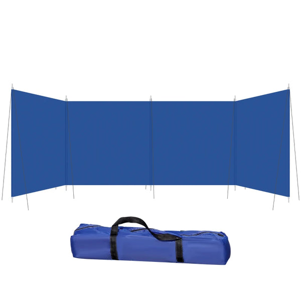 Portable Blue Camping Windbreak with Steel Poles, 620cm x 150cm