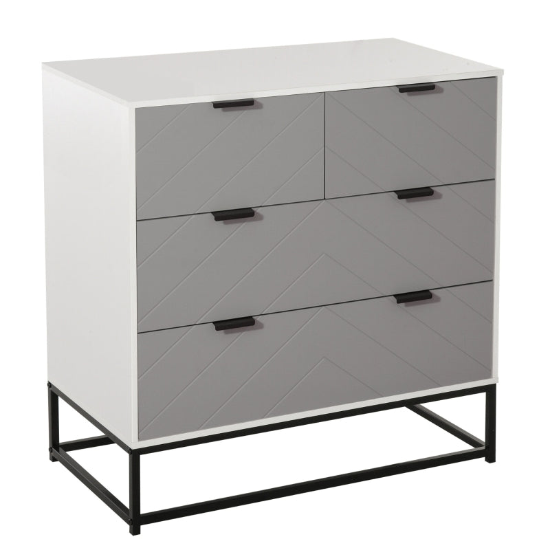 Modern White Chest of Drawers with Metal Handles