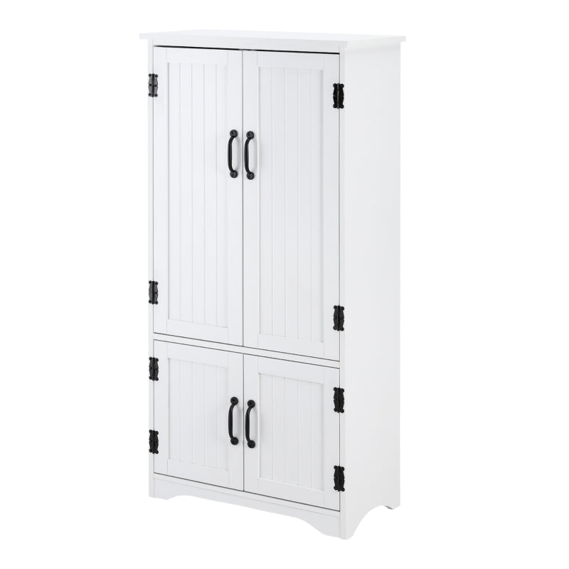 White Kitchen Storage Cabinet with Adjustable Shelves and Doors