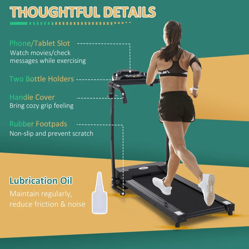 Electric Motorized Treadmill with LCD Display - Black