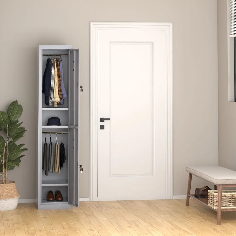 Grey Vertical Locker Cabinet Storage with Shelves - 38 x 46 x 180 cm