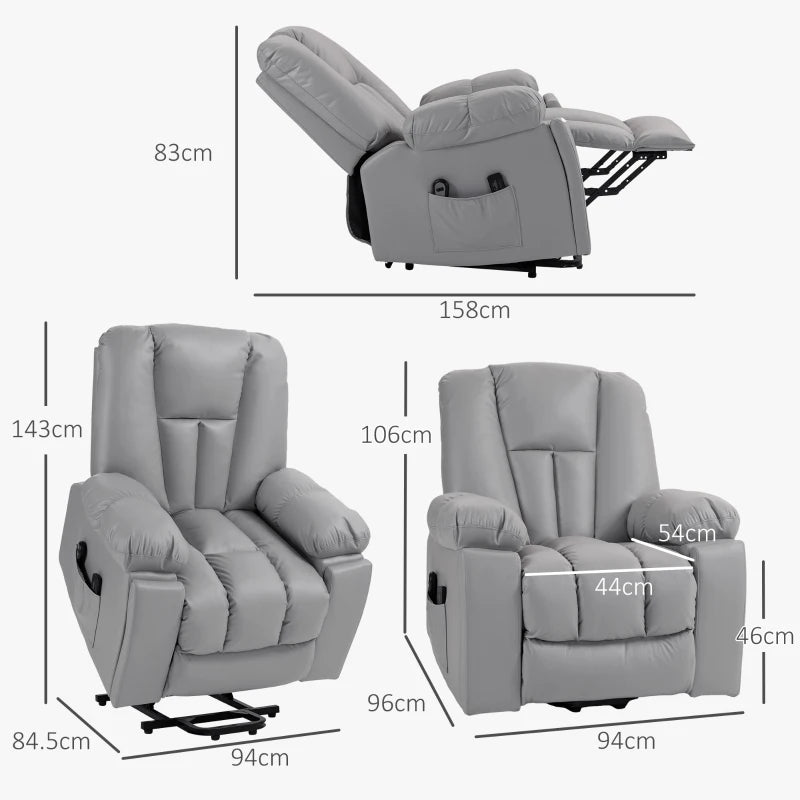 Charcoal Grey Massage Recliner with Heat and Eight Massage Points