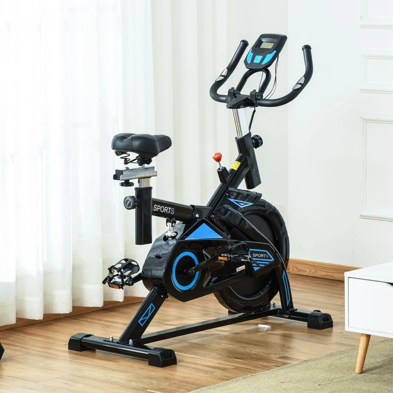 Black Indoor Cycling Exercise Bike with iPad Holder and LCD Monitor